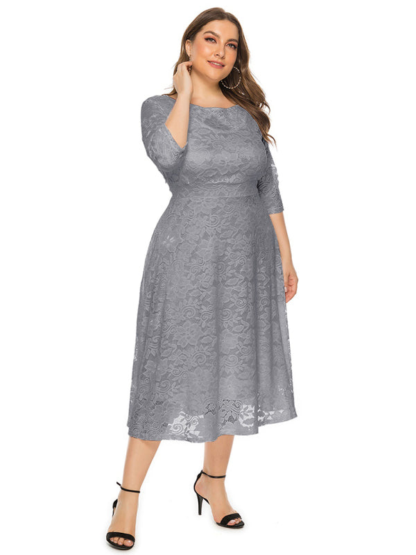 Cocktail Curvy Tea-length Lace Dress Cocktail Dresses | Chuzko.com