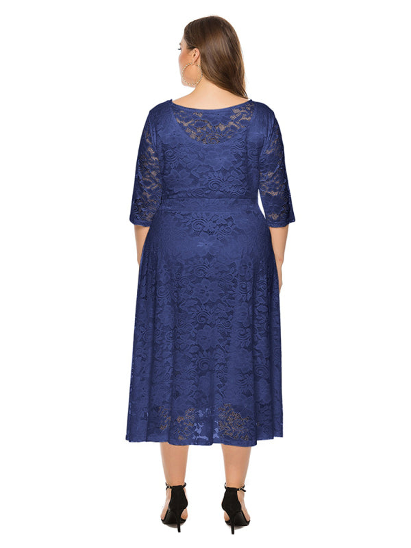 Cocktail Curvy Tea-length Lace Dress Cocktail Dresses | Chuzko.com