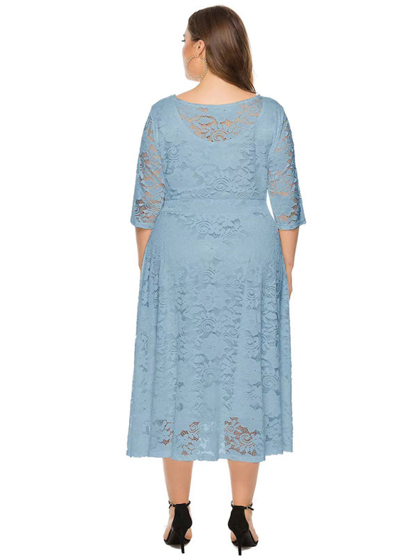 Cocktail Curvy Tea-length Lace Dress Cocktail Dresses | Chuzko.com