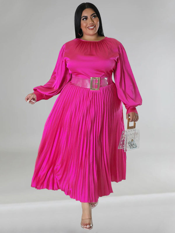 Elegant Satin Plus Size Pleated Dress for Evening Parties Satin | Chuzko.com