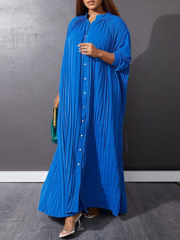 Flowy Pleated Maxi Dress Tunic for Church Services Elegant | Chuzko.com