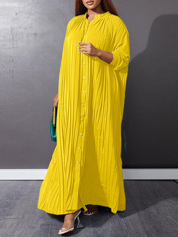 Flowy Pleated Maxi Dress Tunic for Church Services Elegant | Chuzko.com