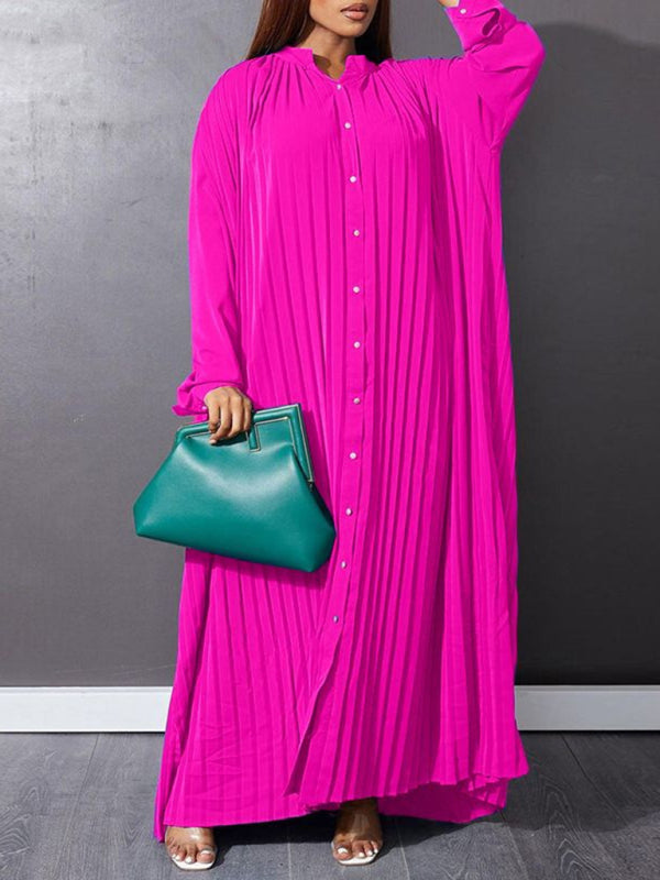 Flowy Pleated Maxi Dress Tunic for Church Services Elegant | Chuzko.com