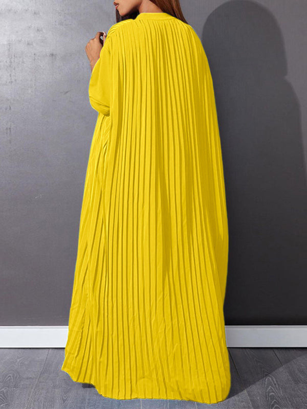 Flowy Pleated Maxi Dress Tunic for Church Services Elegant | Chuzko.com