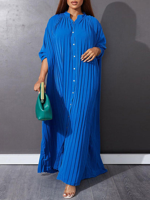 Flowy Pleated Maxi Dress Tunic for Church Services Elegant | Chuzko.com