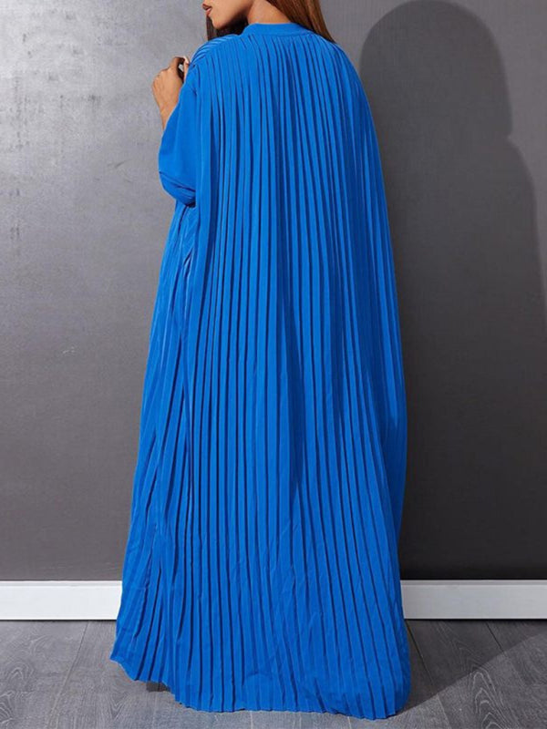 Flowy Pleated Maxi Dress Tunic for Church Services Elegant | Chuzko.com