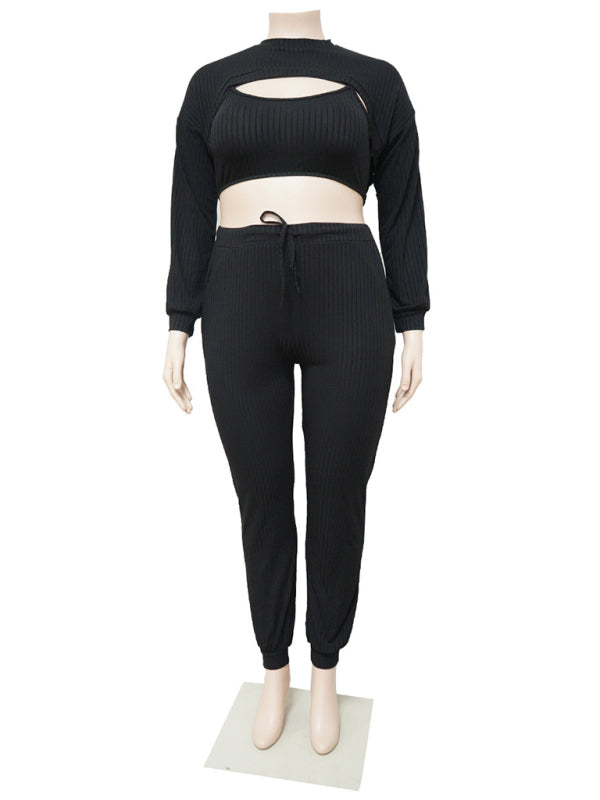 All-Occasion 3 Piece Bolero & Pencil Pants & Crop Top Set Outfit | Chuzko.com