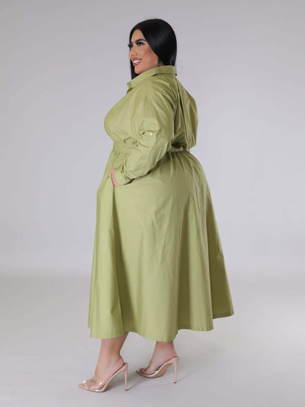 Curvy Cocktail Elegant Long Sleeve Olive Dress Curvy Dresses | Chuzko.com