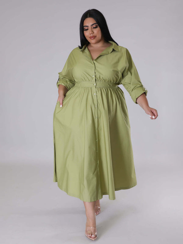 Curvy Cocktail Elegant Long Sleeve Olive Dress Curvy Dresses | Chuzko.com