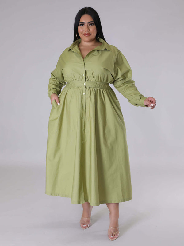 Curvy Cocktail Elegant Long Sleeve Olive Dress Curvy Dresses | Chuzko.com