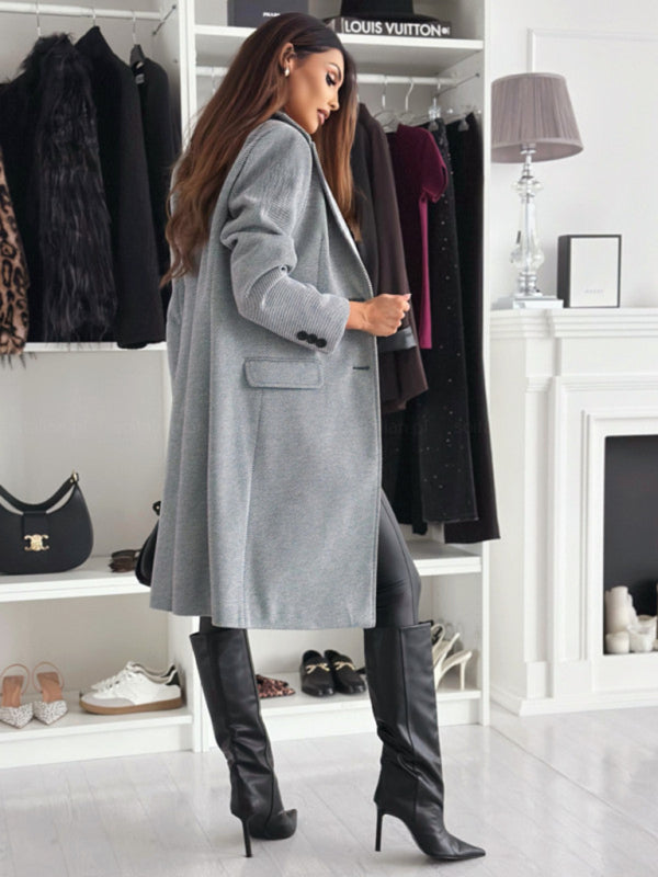 Elegant Mid-Calf Notch Lapel Coat Coats | Chuzko.com