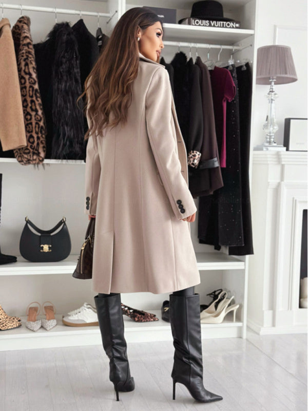 Elegant Mid-Calf Notch Lapel Coat Coats | Chuzko.com