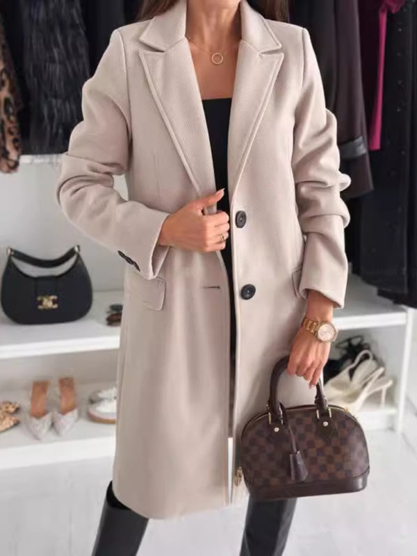 Elegant Mid-Calf Notch Lapel Coat Coats | Chuzko.com