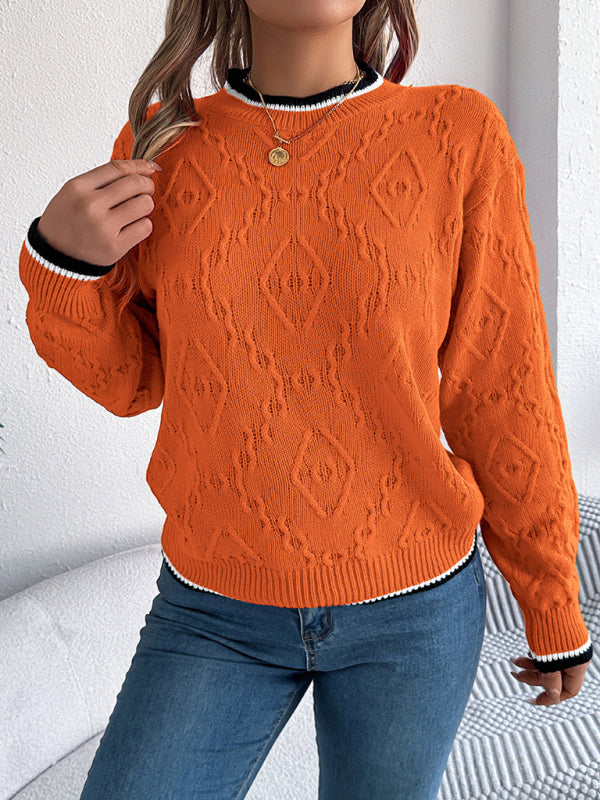 Cable-Knit Sweater for Fall Diamond Jumper Sweaters | Chuzko.com