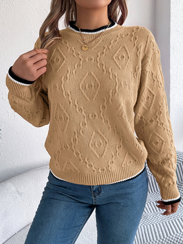 Cable-Knit Sweater for Fall Diamond Jumper Sweaters | Chuzko.com