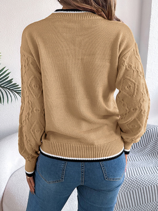 Cable-Knit Sweater for Fall Diamond Jumper Sweaters | Chuzko.com