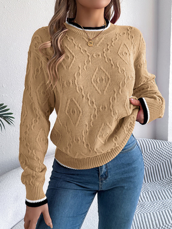 Cable-Knit Sweater for Fall Diamond Jumper Sweaters | Chuzko.com