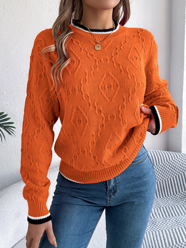 Cable-Knit Sweater for Fall Diamond Jumper Sweaters | Chuzko.com