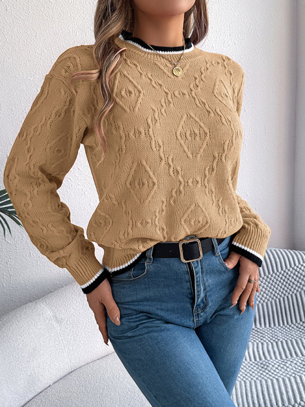 Cable-Knit Sweater for Fall Diamond Jumper Sweaters | Chuzko.com