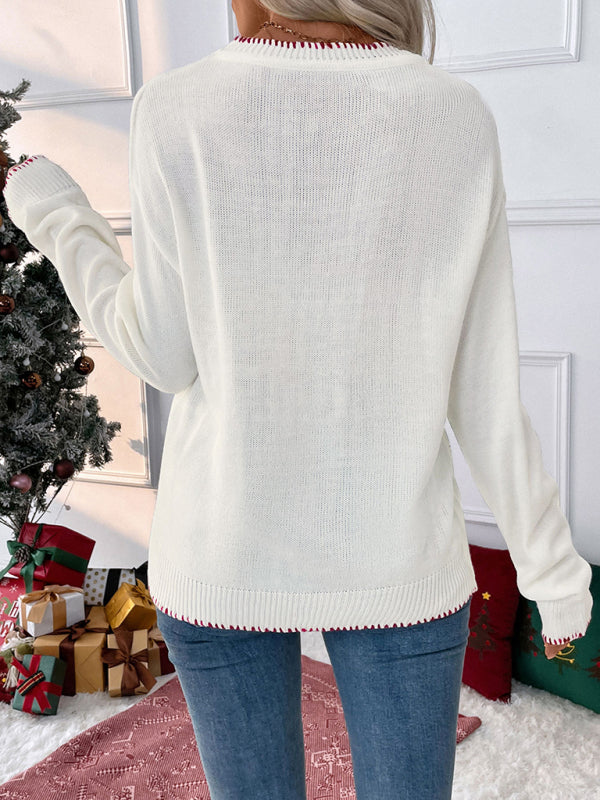 Holiday Cheer Bow Sweater Xmas Knitted Jumper Sweaters | Chuzko.com