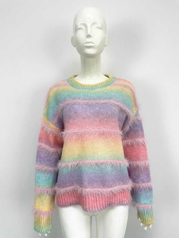 Boho Fringe Sweater Rainbow Jumper Sweaters | Chuzko.com