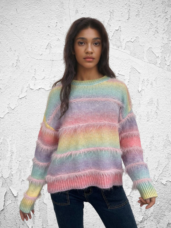 Boho Fringe Sweater Rainbow Jumper Sweaters | Chuzko.com