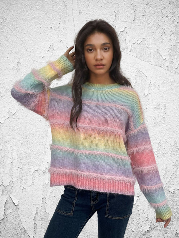 Boho Fringe Sweater Rainbow Jumper Sweaters | Chuzko.com