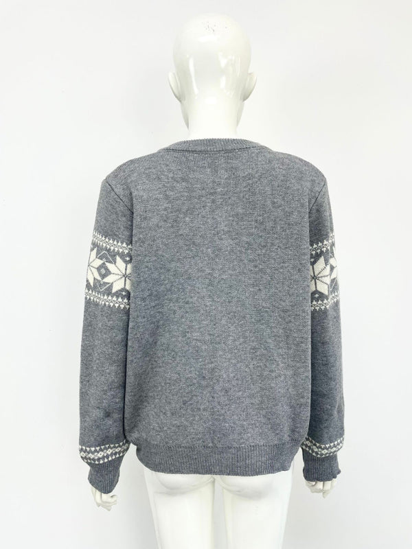 Snowflake Buttoned Cardigan Holiday Xmas Knitwear Cardigans | Chuzko.com