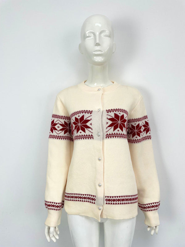 Snowflake Buttoned Cardigan Holiday Xmas Knitwear Cardigans | Chuzko.com