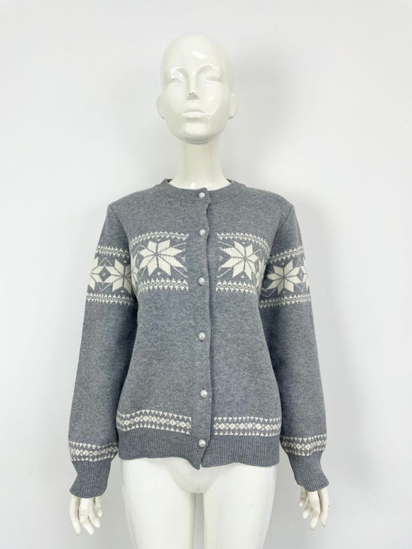 Snowflake Buttoned Cardigan Holiday Xmas Knitwear Cardigans | Chuzko.com