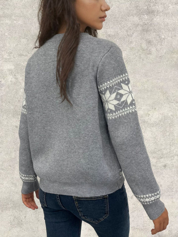 Snowflake Buttoned Cardigan Holiday Xmas Knitwear Cardigans | Chuzko.com