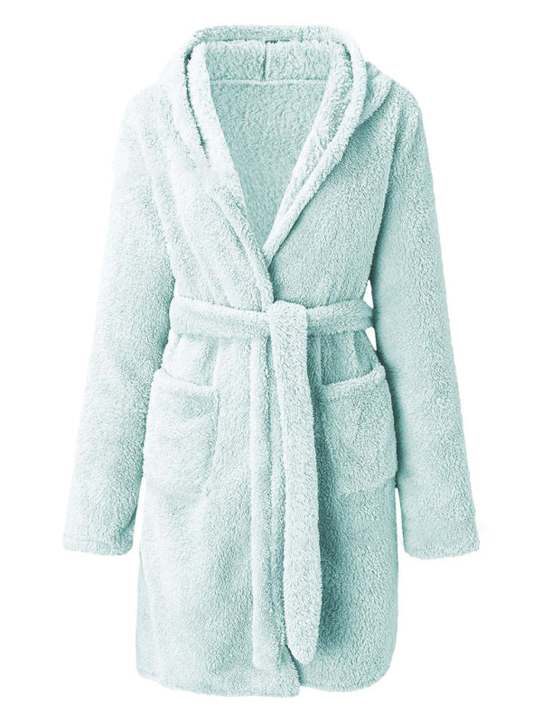 Cloud-Soft Hooded Bathrobe Plush Spa Robe Bathrobe | Chuzko.com