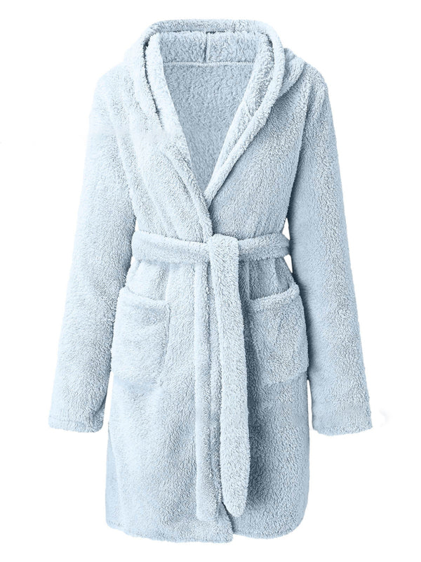 Cloud-Soft Hooded Bathrobe Plush Spa Robe Bathrobe | Chuzko.com