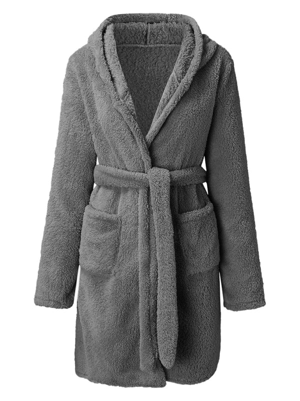 Cloud-Soft Hooded Bathrobe Plush Spa Robe Bathrobe | Chuzko.com