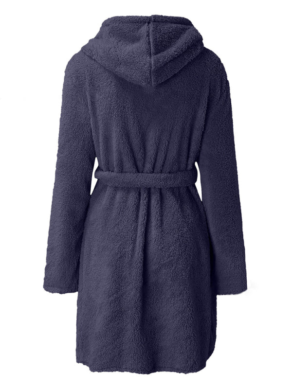 Cloud-Soft Hooded Bathrobe Plush Spa Robe Bathrobe | Chuzko.com