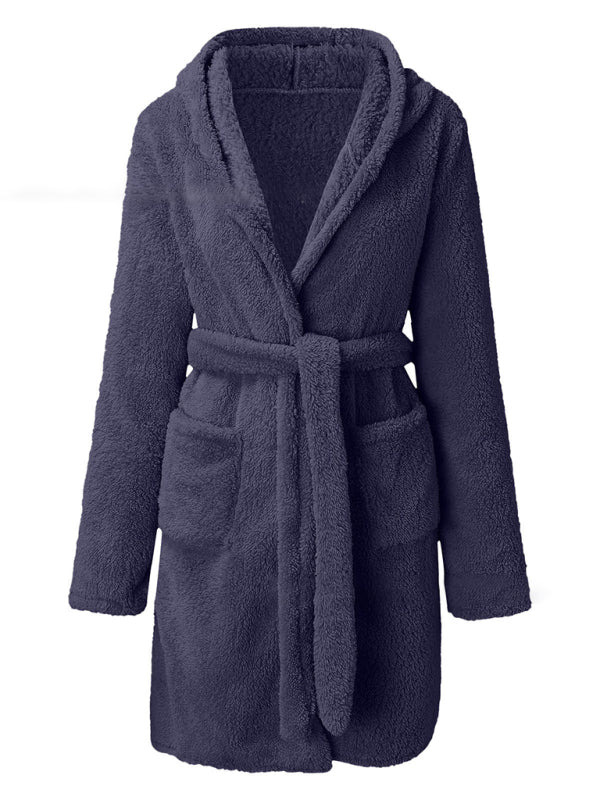 Cloud-Soft Hooded Bathrobe Plush Spa Robe Bathrobe | Chuzko.com