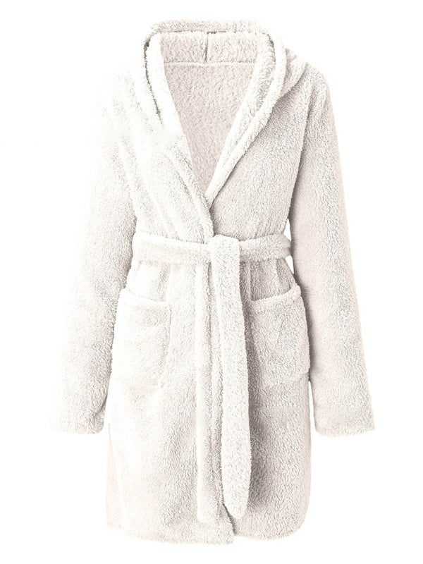 Cloud-Soft Hooded Bathrobe Plush Spa Robe Bathrobe | Chuzko.com