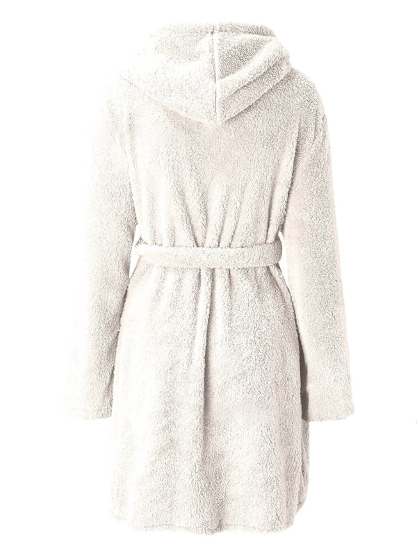 Cloud-Soft Hooded Bathrobe Plush Spa Robe Bathrobe | Chuzko.com