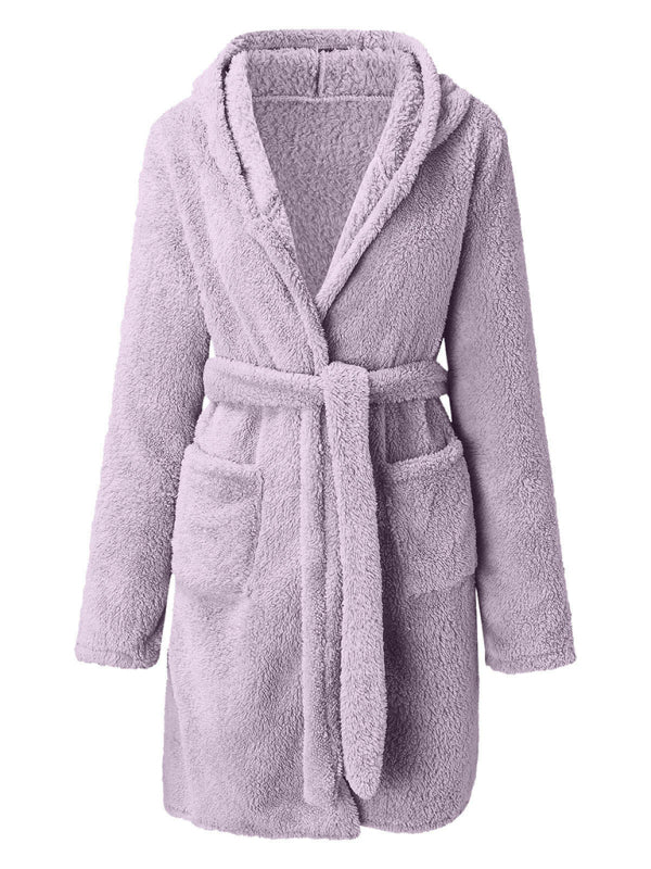 Cloud-Soft Hooded Bathrobe Plush Spa Robe Bathrobe | Chuzko.com