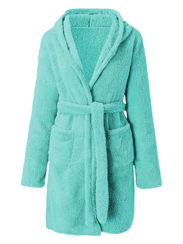 Cloud-Soft Hooded Bathrobe Plush Spa Robe Bathrobe | Chuzko.com