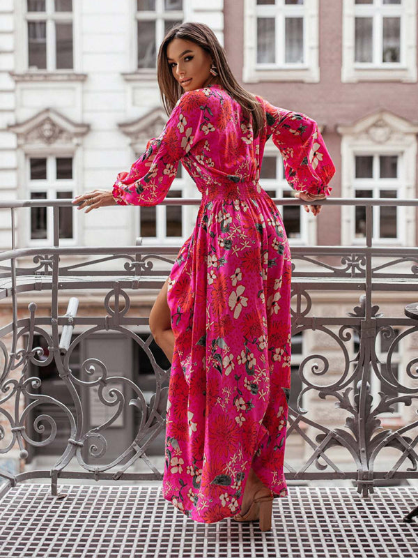 Floral Smocked Waist Maxi Dress for Festivals Cocktail Dresses | Chuzko.com