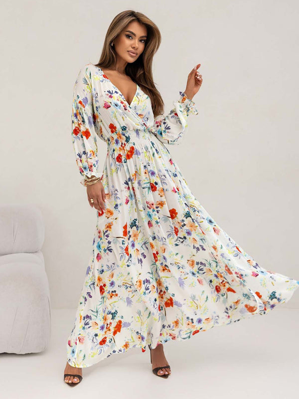 Floral Smocked Waist Maxi Dress for Festivals Cocktail Dresses | Chuzko.com