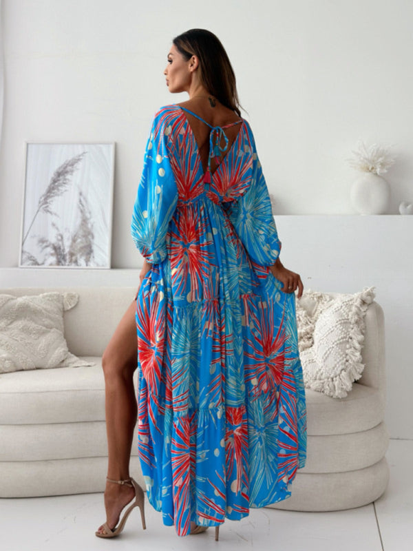 Boho Floral Maxi Dress with Slit for Festivals Maxi Dresses | Chuzko.com