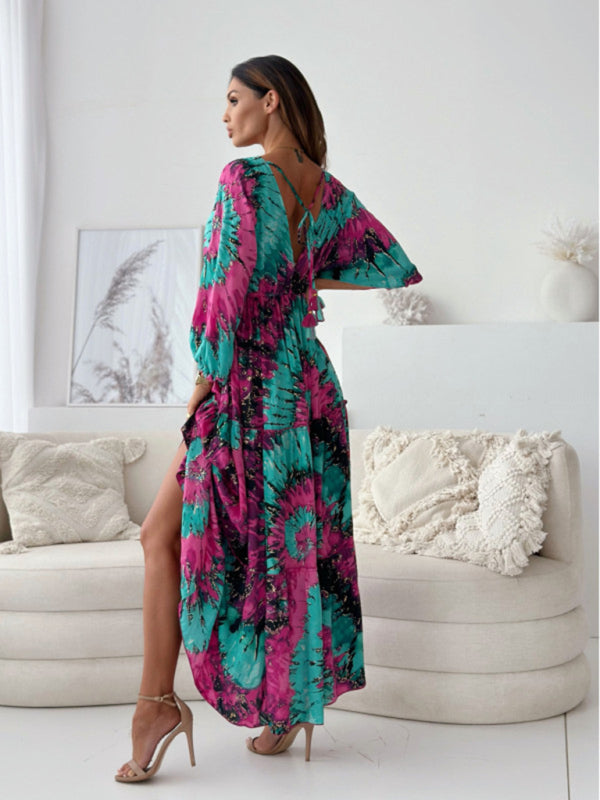 Boho Floral Maxi Dress with Slit for Festivals Maxi Dresses | Chuzko.com