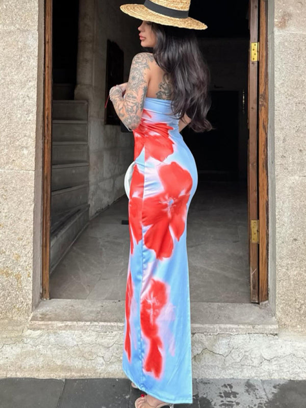 Strapless Tie Dye Maxi Dress Tube Dresses | Chuzko.com