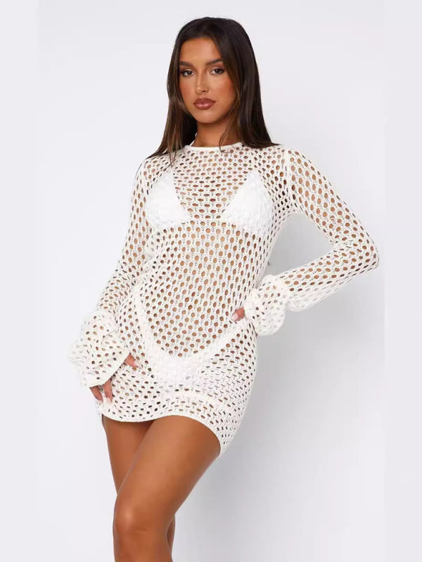 Backless Knit Cover-Up Dress Beachwear Cover Ups | Chuzko.com