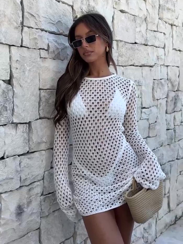 Backless Knit Cover-Up Dress Beachwear Cover Ups | Chuzko.com