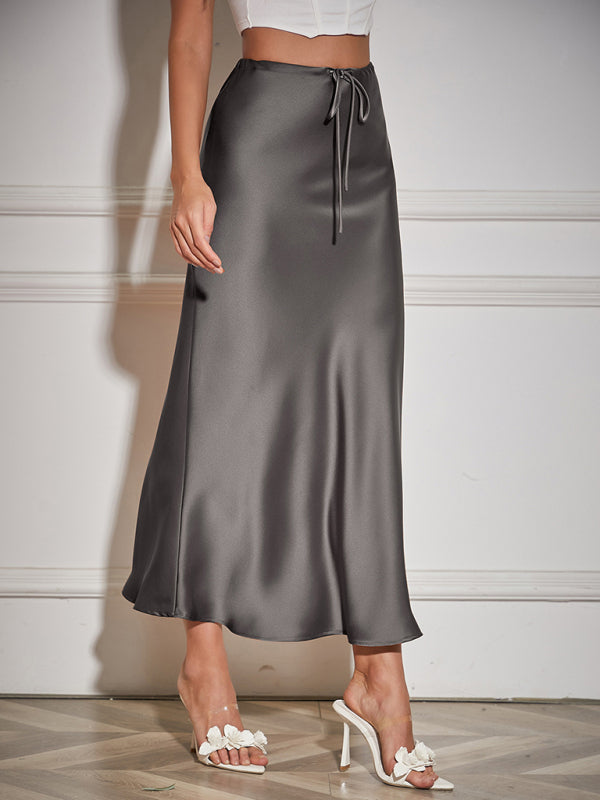 Elegant Midi Skirt in Satin Satin Skirts | Chuzko.com