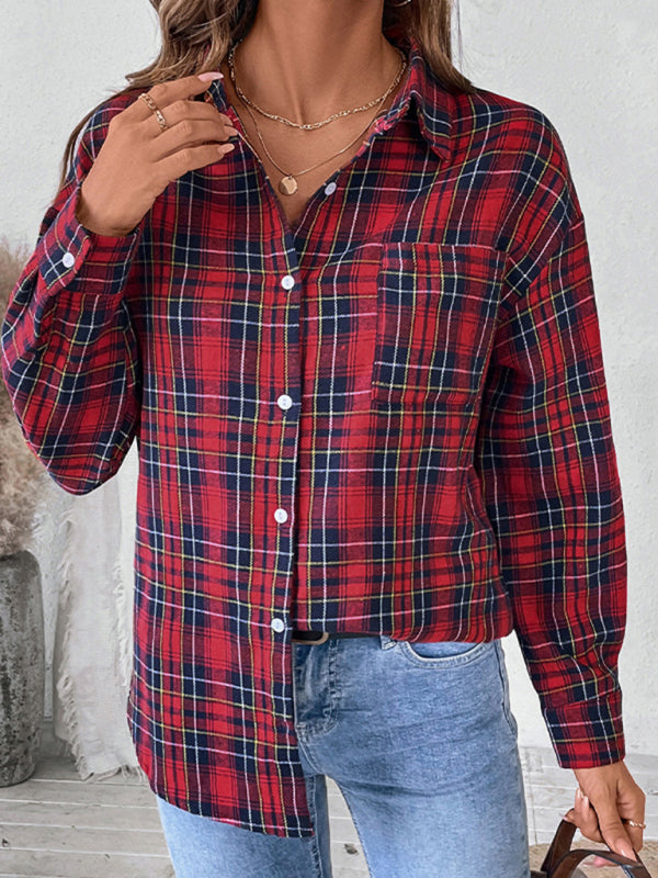 Classic Plaid Button-Up Shirt with Long Sleeves Shirts | Chuzko.com