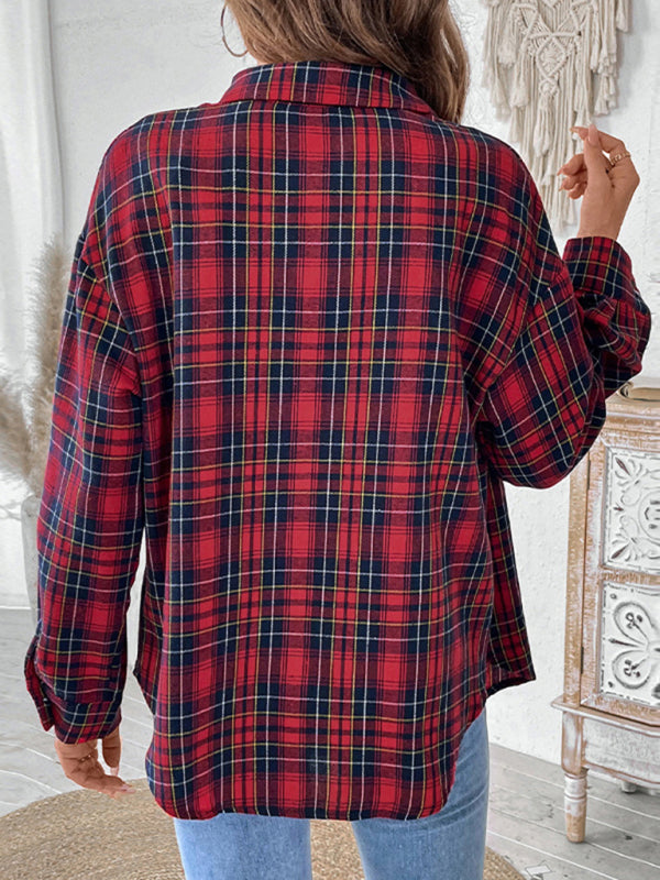 Classic Plaid Button-Up Shirt with Long Sleeves Shirts | Chuzko.com